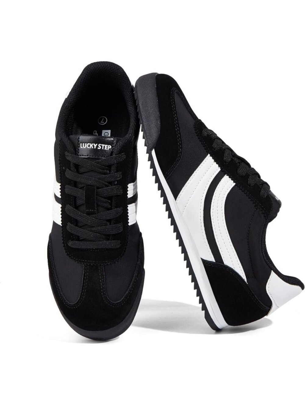 Women's Black Lightweight Thin Sole Lace up Anti Slip Classic Retro Sneakers